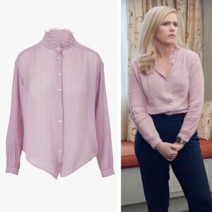 Rauqel Allegra Lavender Gauze Jersey Medley Shirred Blouse Bohemian Lagenlook